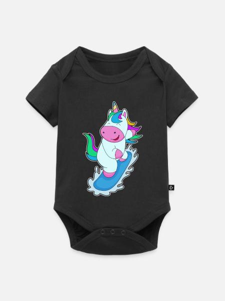 Einhorn Snowboarder Snowboard - Baby Premium Kurzarmbody - Schwarz