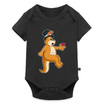 Känguru Bräutigam Zylinder Hochzeit - Baby Premium Kurzarmbody - Schwarz - Vorne
