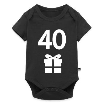 oberteil Geburtstag, 40 geschenk schachtel - Baby Premium Kurzarmbody - Schwarz - Vorne