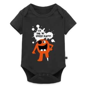 Monster große Klappe Großmaul Comic coole Quotes - Baby Premium Kurzarmbody - Schwarz - Vorne