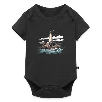 Lighthouse Coast Sea Sea Ocean Baltic Sea North Sea - Baby Premium short-sleeve bodysuit - black - Front