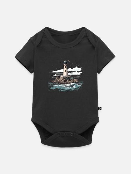 Leuchtturm Küste Meer See Ozean Ostsee Nordsee - Baby Premium Kurzarmbody - Schwarz