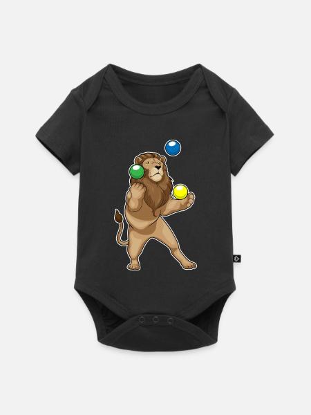 Löwe Jongleur Jonglieren - Baby Premium Kurzarmbody - Schwarz