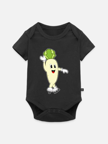 Radieschen Eislaufen Schlittschuhe - Baby Premium Kurzarmbody - Schwarz