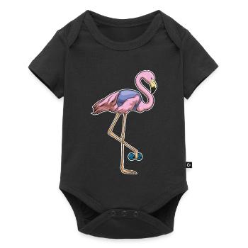 Culturiste Flamingo Bodybuilding avec haltères - Body à manches courtes Premium Bébé - noir - Devant