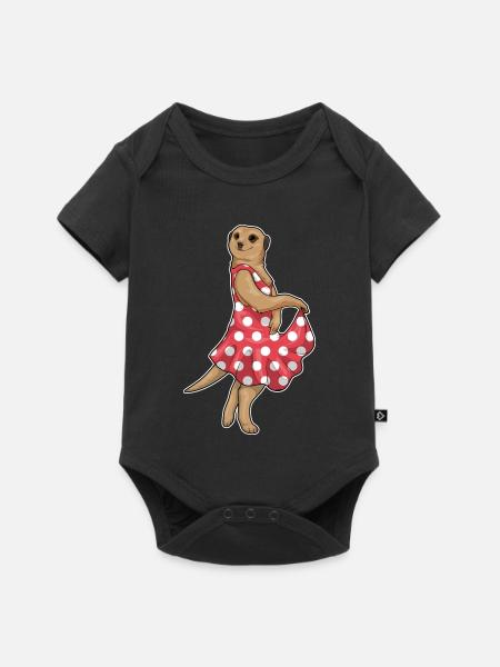 Erdmännchen Polka Dots Kleid - Baby Premium Kurzarmbody - Schwarz