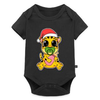Guépard bébé Noël Noël enfant en bas âge - Body à manches courtes Premium Bébé - noir - Devant