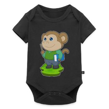Monkey Teacher Book School - Baby Premium short-sleeve bodysuit - black - Front