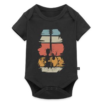guitar retro vintage illustration acoustic guitar - Baby Premium short-sleeve bodysuit - black - Front