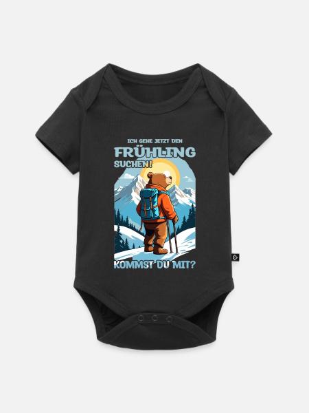 Bär sucht den Frühling - Baby Premium Kurzarmbody - Schwarz