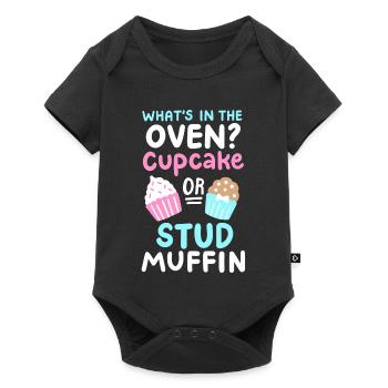 Cupcake oder Stud Muffin Gender Reveal Party - Baby Premium Kurzarmbody - Schwarz - Vorne