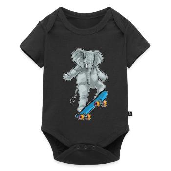 Elephant Skater Skateboard - Baby Premium short-sleeve bodysuit - black - Front
