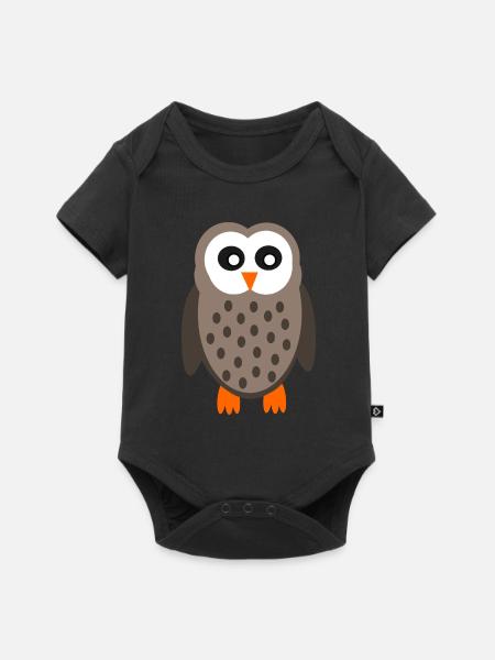 lustige Eule Eulen T-shirt  - Baby Premium Kurzarmbody - Schwarz