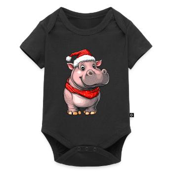 Père Noël Hippopotame - Body à manches courtes Premium Bébé - noir - Devant