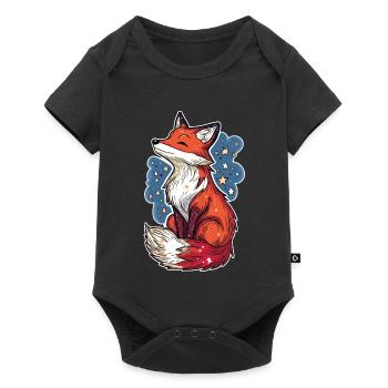 Fuchs und Sternenhimmel - Baby Premium Kurzarmbody - Schwarz - Vorne