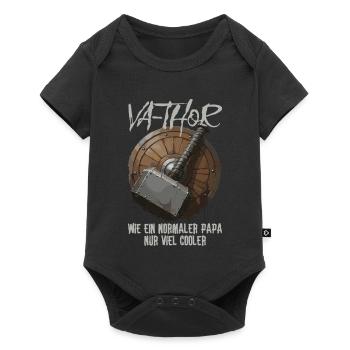 Viking Schild mit Hammer Design Va-Thor Vatertag - Baby Premium Kurzarmbody - Schwarz - Vorne