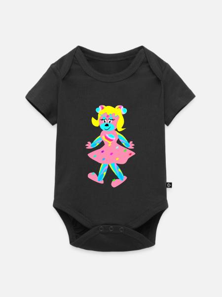 Regenbogentriene - Phantasie - Tierchen - Baby Premium Kurzarmbody - Schwarz