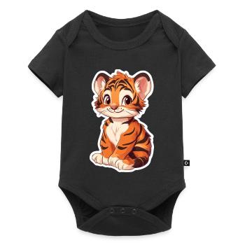 Tigre mignon - Idée cadeau amusante pour les enfants - Body à manches courtes Premium Bébé - noir - Devant
