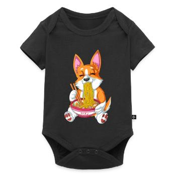 Cute Corgi Enjoying Ramen - Baby Premium short-sleeve bodysuit - black - Front