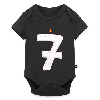 Skurrile Geburtstagskerze Nummer Sieben - Baby Premium Kurzarmbody - Schwarz - Vorne