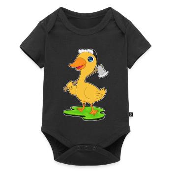 Duck Lumberjack Axe Forest - Baby Premium short-sleeve bodysuit - black - Front