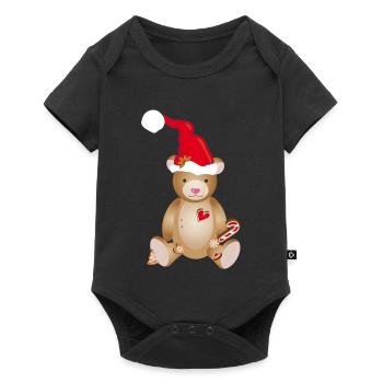Cute teddy bear with Christmas hat - Baby Premium short-sleeve bodysuit - black - Front