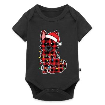 Chien Berger Allemand Noël Plaid Rouge - Body à manches courtes Premium Bébé - noir - Devant