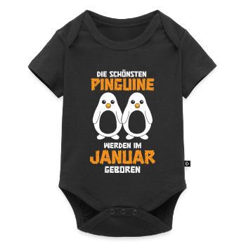 January Birthday Penguin Saying Funny - Baby Premium short-sleeve bodysuit - black - Front
