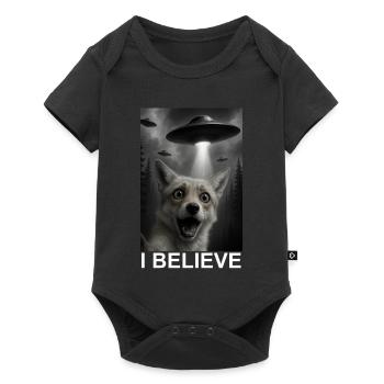 Fuchs UFO Entführung im Wald Humor Ausserirdisch - Baby Premium Kurzarmbody - Schwarz - Vorne