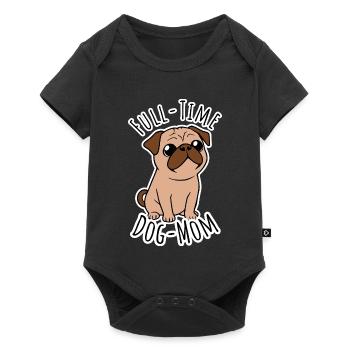 Vollzeit Mops Mama - Full Time Dog Mom - Baby Premium Kurzarmbody - Schwarz - Vorne