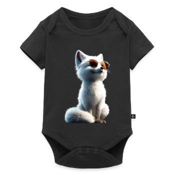 Polarfuchs Schneefuchs Eisfuchs Süßer Weißer Fuchs - Baby Premium Kurzarmbody - Schwarz - Vorne