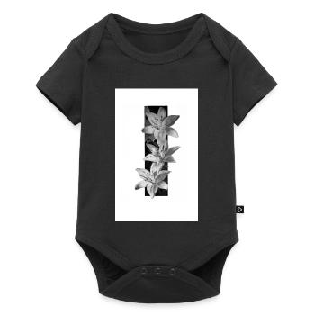Black and white lilies in stripes - Baby Premium short-sleeve bodysuit - black - Front