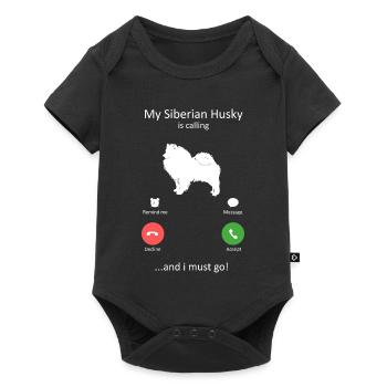 Sibérien Husky appelle la maman du chien drôle de papa du chien - Body à manches courtes Premium Bébé - noir - Devant