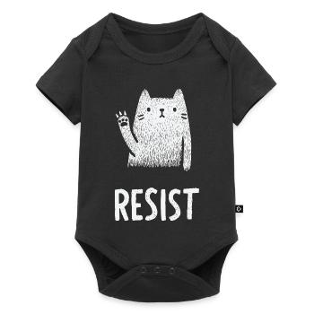 Waving White Cat Illustration - Baby Premium short-sleeve bodysuit - black - Front