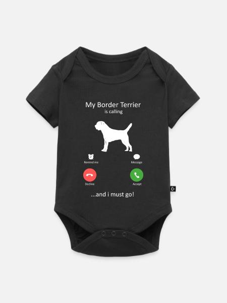 Loyale Border Terrier-Hunderasse ruft - Baby Premium Kurzarmbody - Schwarz