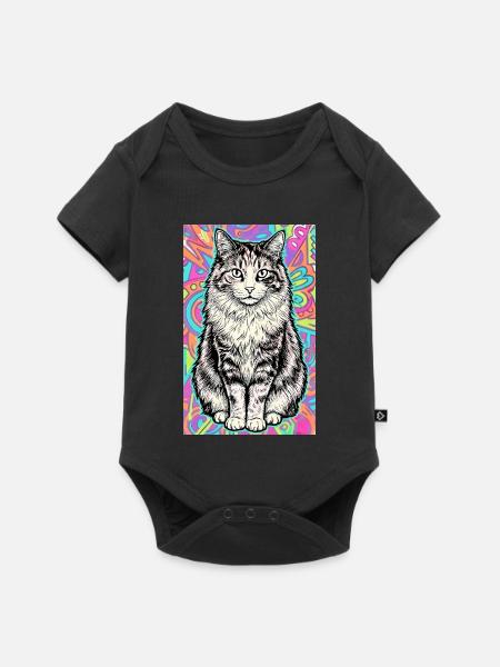 Katze - Baby Premium Kurzarmbody - Schwarz