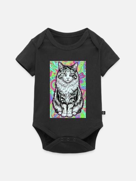 Katze - Baby Premium Kurzarmbody - Schwarz
