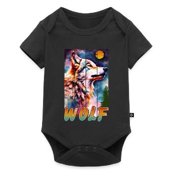 WOLF-NATURKUNST - Baby Premium Kurzarmbody - Schwarz - Vorne