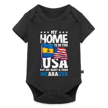 Fierté et Foyer du drapeau du Nicaragua - Body à manches courtes Premium Bébé - noir - Devant