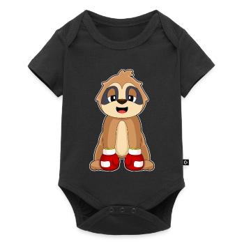 Faultier Boxer Boxhandschuhe Boxen - Baby Premium Kurzarmbody - Schwarz - Vorne