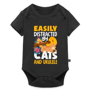 Designs et expressions amusantes de ukulélé - Body à manches courtes Premium Bébé - noir - Devant