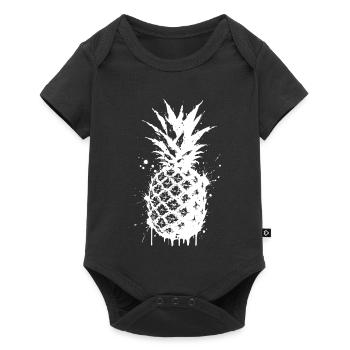 Gespritztes Ananas-Spray - Baby Premium Kurzarmbody - Schwarz - Vorne