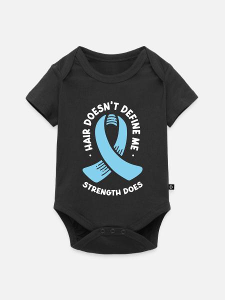 Stärke statt Haare - Selbstbewusste Botschaft - Baby Premium Kurzarmbody - Schwarz