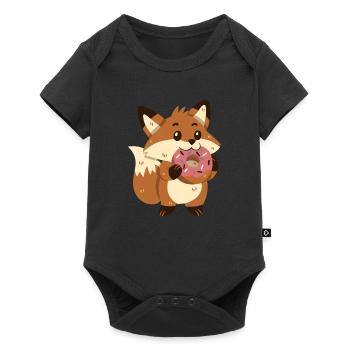 Fuchs mit Donut - Baby Premium Kurzarmbody - Schwarz - Vorne