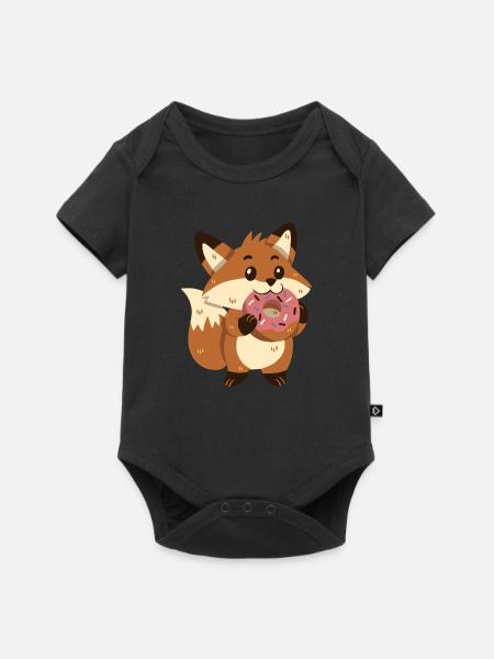 Fuchs mit Donut - Baby Premium Kurzarmbody - Schwarz