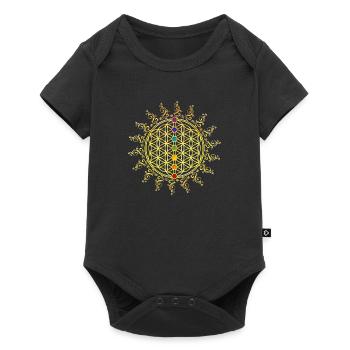 Fleur de vie Chakras Géométrie Sacrée Yoga Om - Body à manches courtes Premium Bébé - noir - Devant