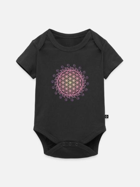 Blume des Lebens, Heilige Geometrie, Yoga, Symbol - Baby Premium Kurzarmbody - Schwarz