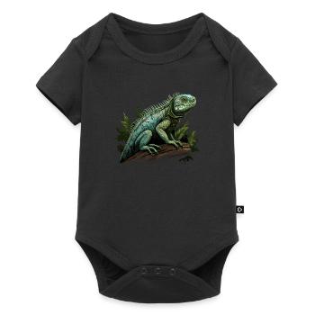 iguana branch reptiles green iguana - Baby Premium short-sleeve bodysuit - black - Front