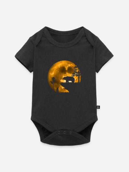 Bär im Mondschein - Baby Premium Kurzarmbody - Schwarz