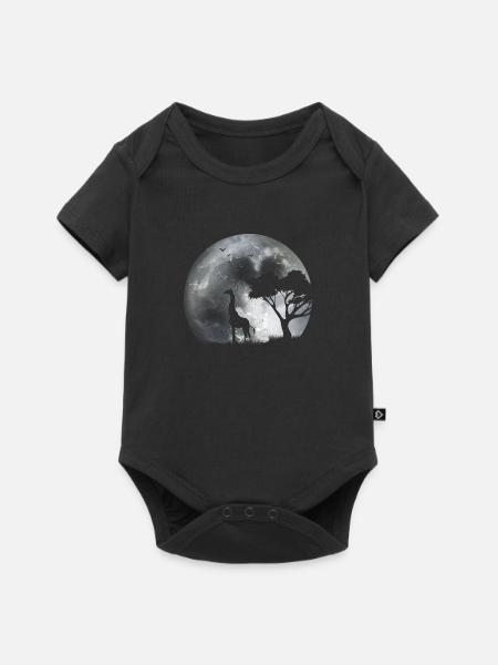 Giraffe im Mondlicht - Baby Premium Kurzarmbody - Schwarz
